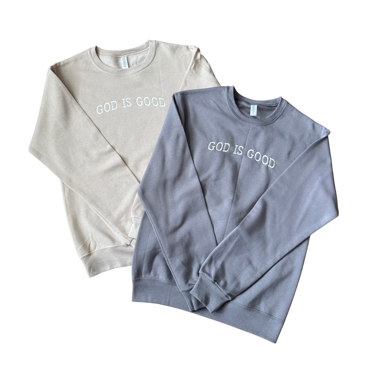 GOD IS GOOD Embroidered Crewneck