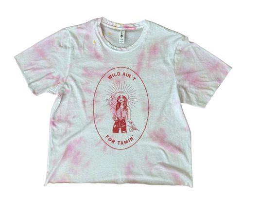 Wild Aint For Tamin' tie dye mom crop