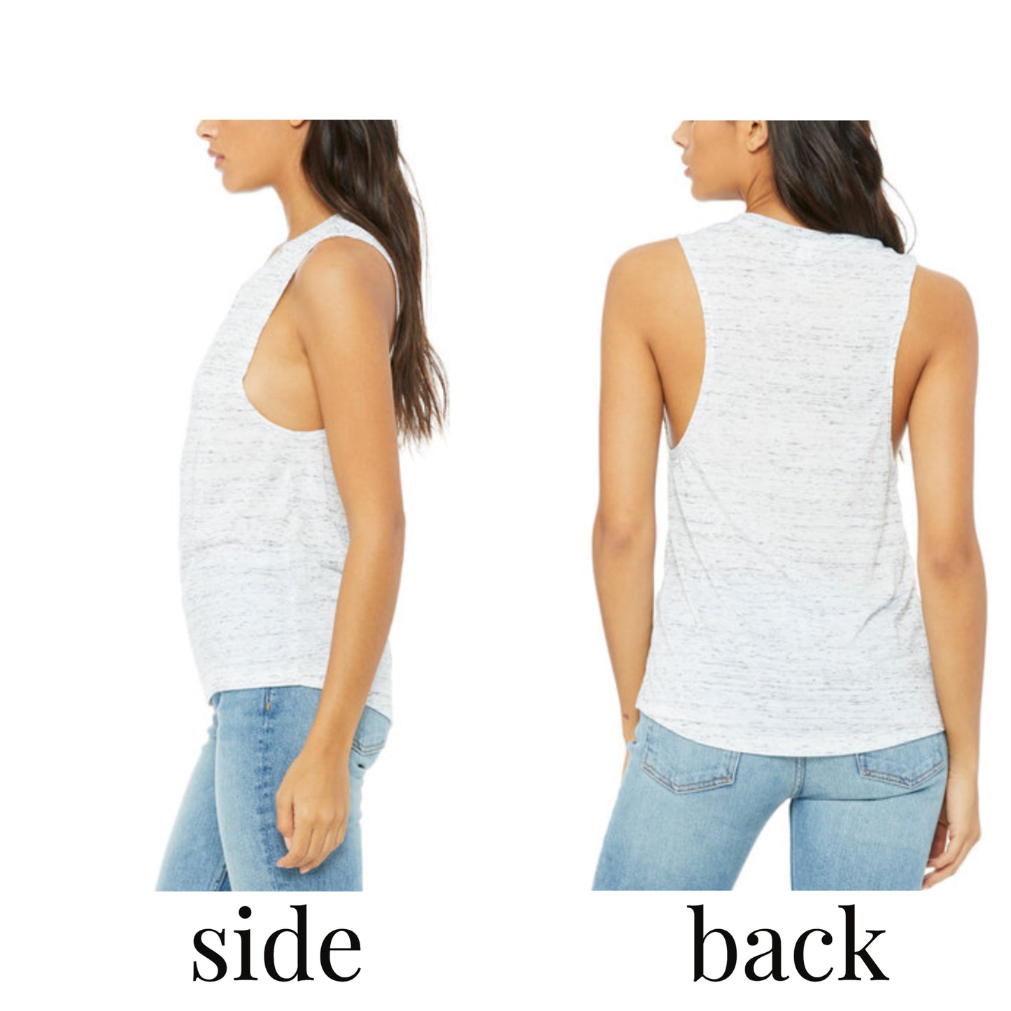 Ladies' Flowy Scoop Muscle Tank - Dusty Blue